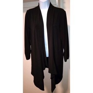 Chico's‎ Cardigan Size 1 (8-10) Open Front Long Sleeves Black Stretchy
